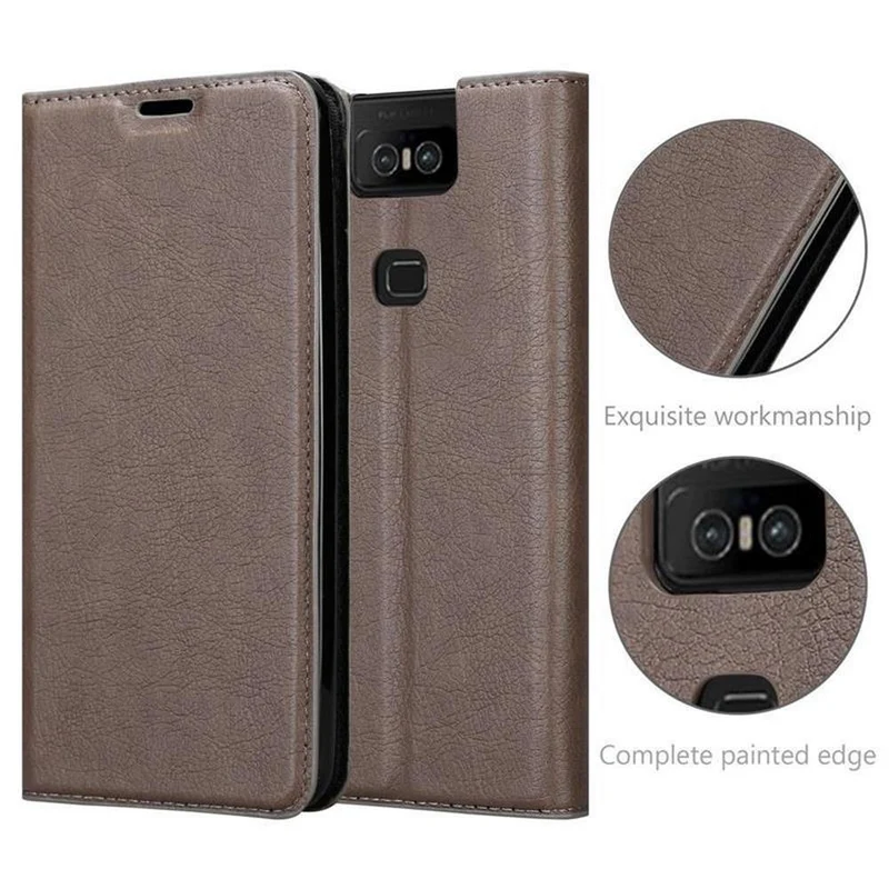 Cadorabo Hülle kompatibel mit Asus ZenFone 6 Schutzhülle mit Magnetverschluss, Standfunktion und Kartenfach