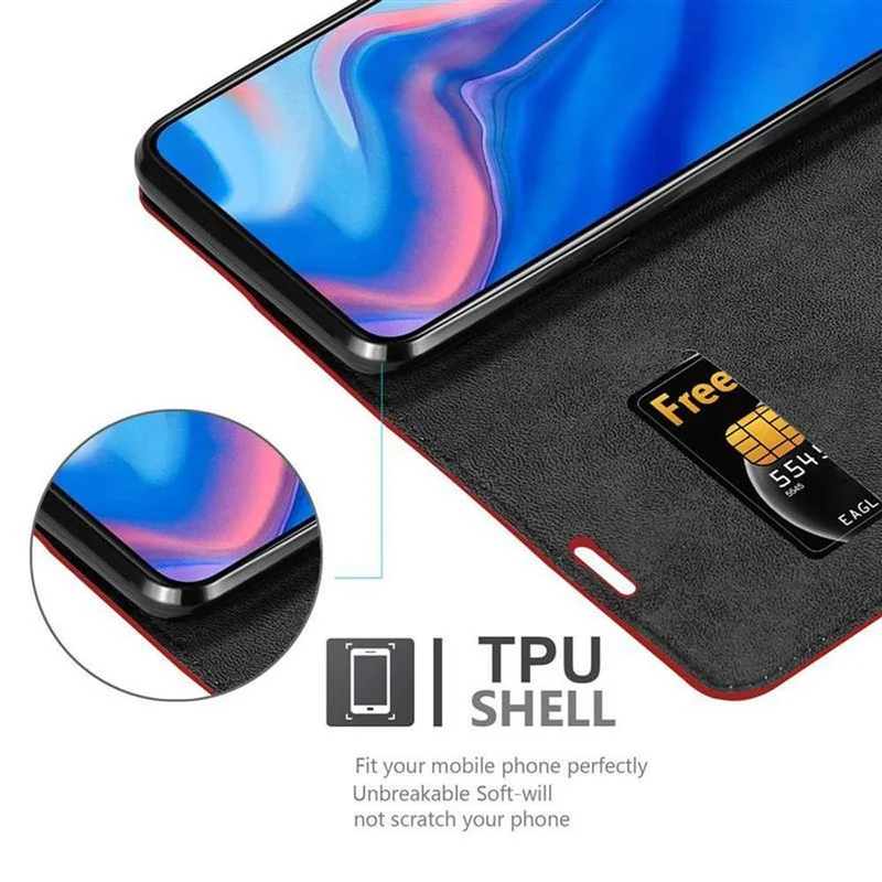 Cadorabo Hülle kompatibel mit Huawei P SMART Z / Y9 PRIME 2019 / Enjoy 10 PLUS Schutzhülle mit Magnetverschluss, Standfunktion und Kartenfach