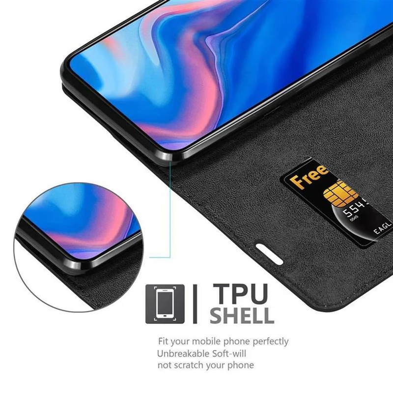 Cadorabo Hülle kompatibel mit Huawei P SMART Z / Y9 PRIME 2019 / Enjoy 10 PLUS Schutzhülle mit Magnetverschluss, Standfunktion und Kartenfach
