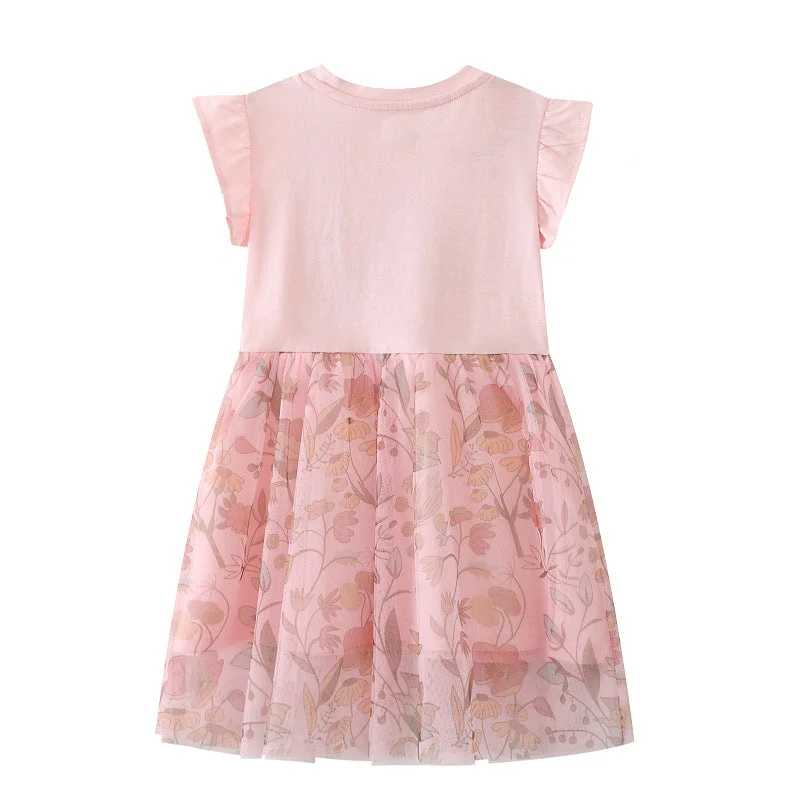 Mädchen Tüllkleid mit floralem Design und zauberhaften Hasenapplikationen Drune