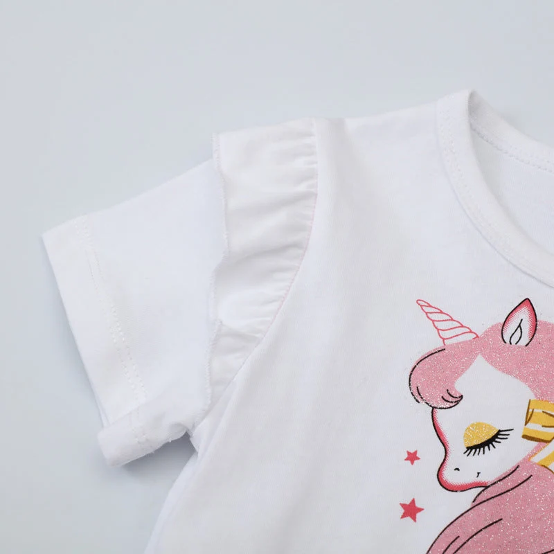 Mädchen Tüllkleid mit Einhorn-Applikation und buntem Glitzertüll Drune