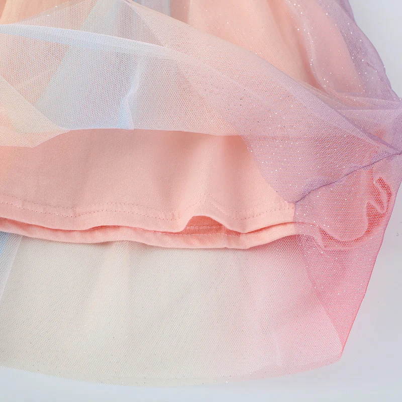 Mädchen Tüllkleid mit Einhorn-Stickerei und bunten Applikationen Drune