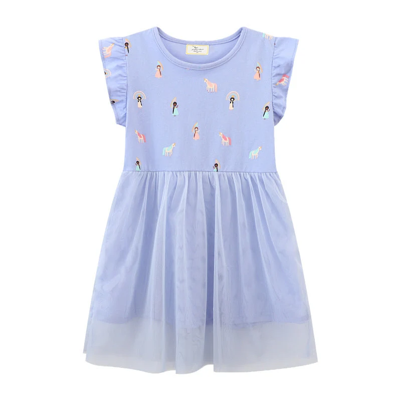 Mädchen Tüll Kleid mit tierischen Applikationen Drune
