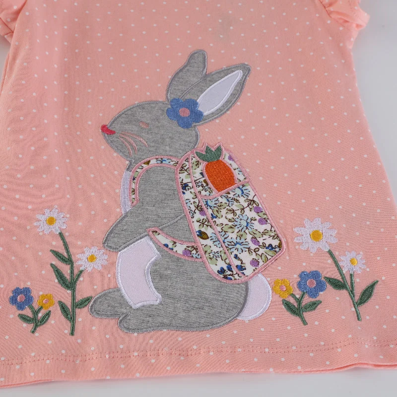 Mädchen T-Shirt mit niedlicher Hasenapplikation Drune