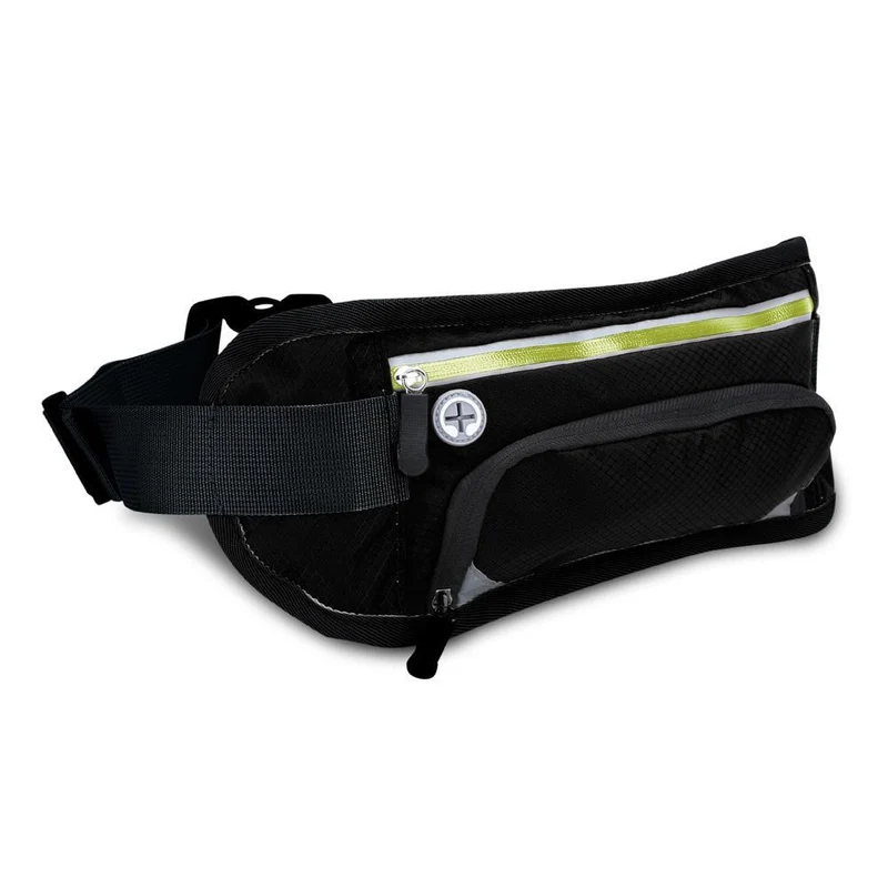 Cadorabo Sport Trinkflaschen Bauchtasche mit Reflektor Längenverstellbare Wasserdichte Reflektierende Hüfttasche Gürteltasche Handytasche mit Trinkflaschen Fach und Reißverschluss