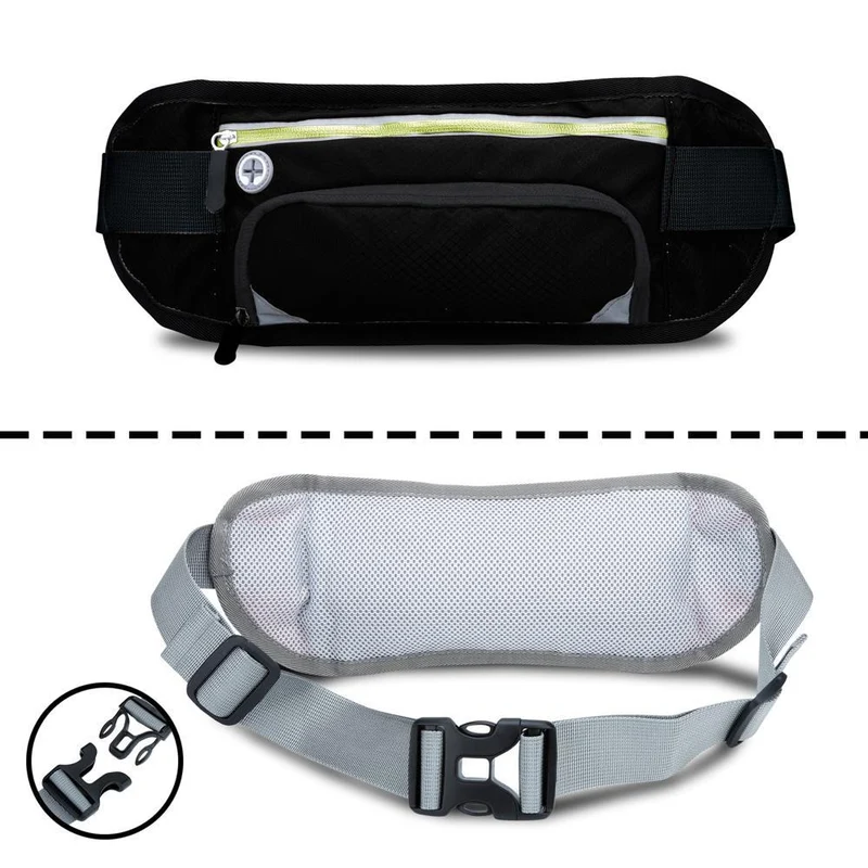 Cadorabo Sport Trinkflaschen Bauchtasche mit Reflektor Längenverstellbare Wasserdichte Reflektierende Hüfttasche Gürteltasche Handytasche mit Trinkflaschen Fach und Reißverschluss