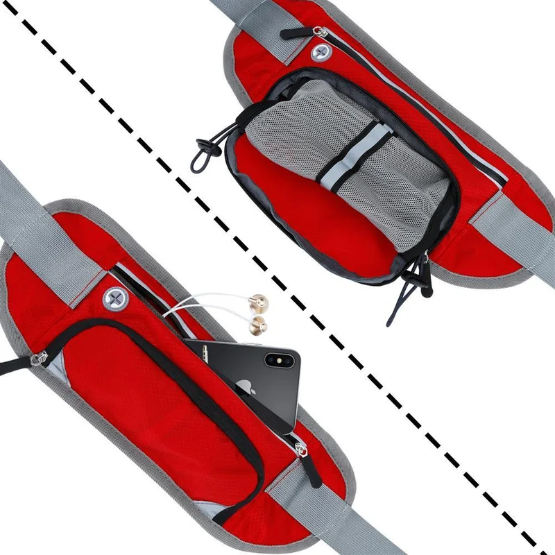 Cadorabo Sport Trinkflaschen Bauchtasche mit Reflektor Längenverstellbare Wasserdichte Reflektierende Hüfttasche Gürteltasche Handytasche mit Trinkflaschen Fach und Reißverschluss