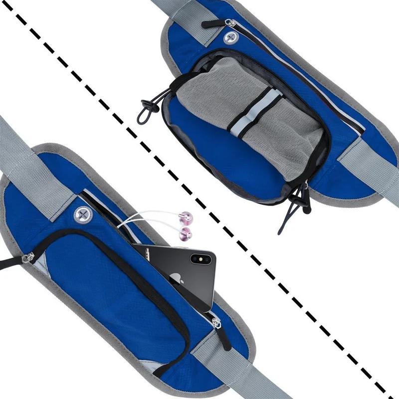 Cadorabo Sport Trinkflaschen Bauchtasche mit Reflektor Längenverstellbare Wasserdichte Reflektierende Hüfttasche Gürteltasche Handytasche mit Trinkflaschen Fach und Reißverschluss
