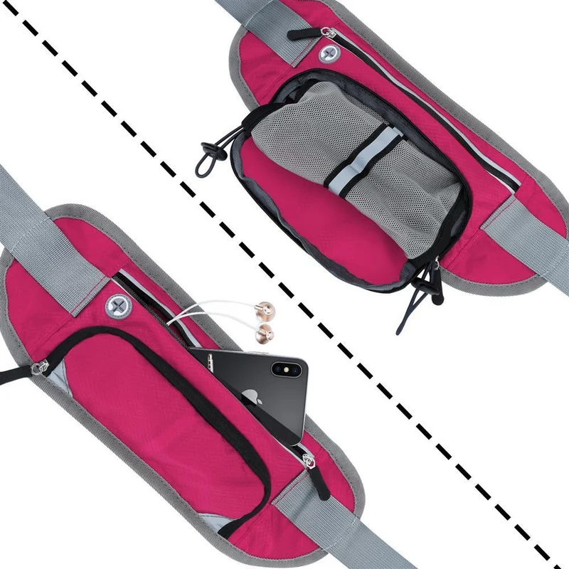 Cadorabo Sport Trinkflaschen Bauchtasche mit Reflektor Längenverstellbare Wasserdichte Reflektierende Hüfttasche Gürteltasche Handytasche mit Trinkflaschen Fach und Reißverschluss
