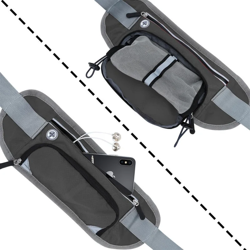 Cadorabo Sport Trinkflaschen Bauchtasche mit Reflektor Längenverstellbare Wasserdichte Reflektierende Hüfttasche Gürteltasche Handytasche mit Trinkflaschen Fach und Reißverschluss