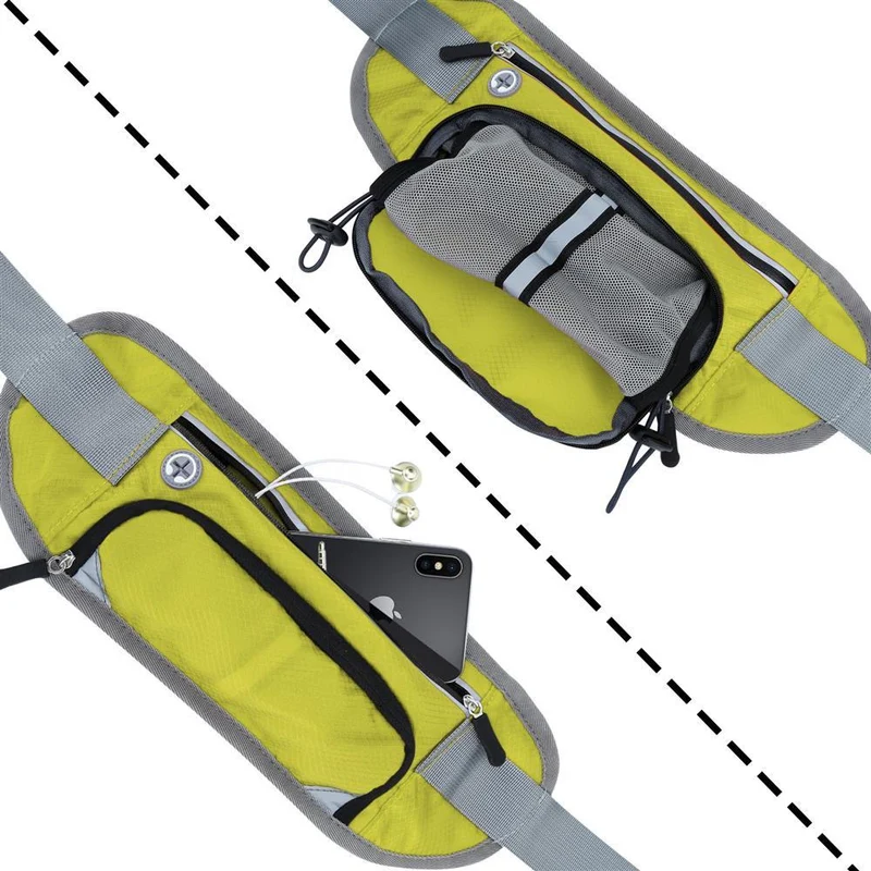Cadorabo Sport Trinkflaschen Bauchtasche mit Reflektor Längenverstellbare Wasserdichte Reflektierende Hüfttasche Gürteltasche Handytasche mit Trinkflaschen Fach und Reißverschluss