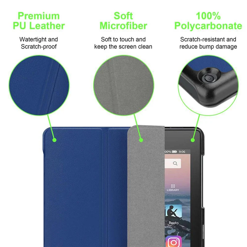 Cadorabo Tablet Hülle kompatibel mit Kindle FIRE HD 8 2017 / 2018 (7. und 8. Gen.) Ultra Dünne Schutzhülle mit Auto Wake Up und Standfunktion