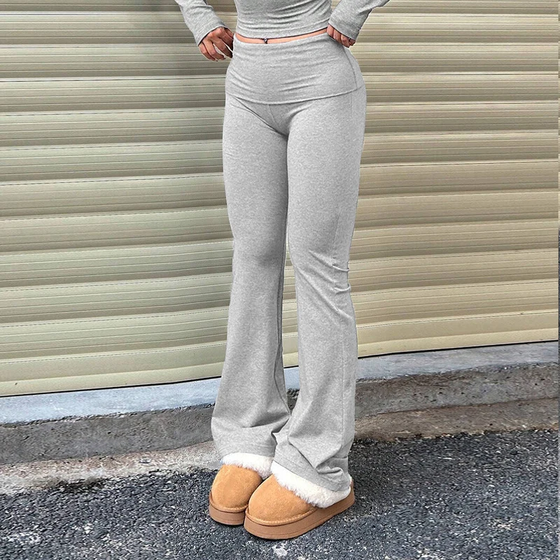 Damen Loungehose im eleganten Flared-Look mit weichem Futter Drune