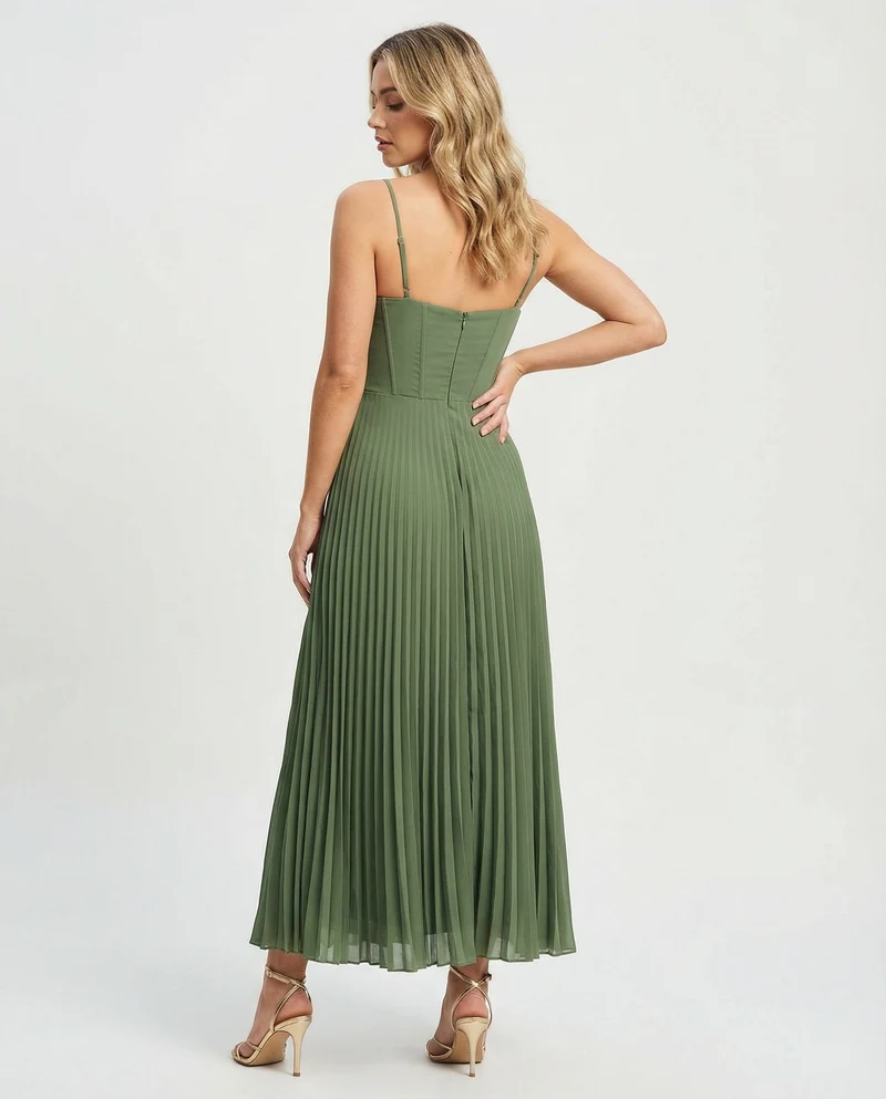 Drune | Midi Ärmellos Kleid Mit Gefälteltem Tüll-Bustier
