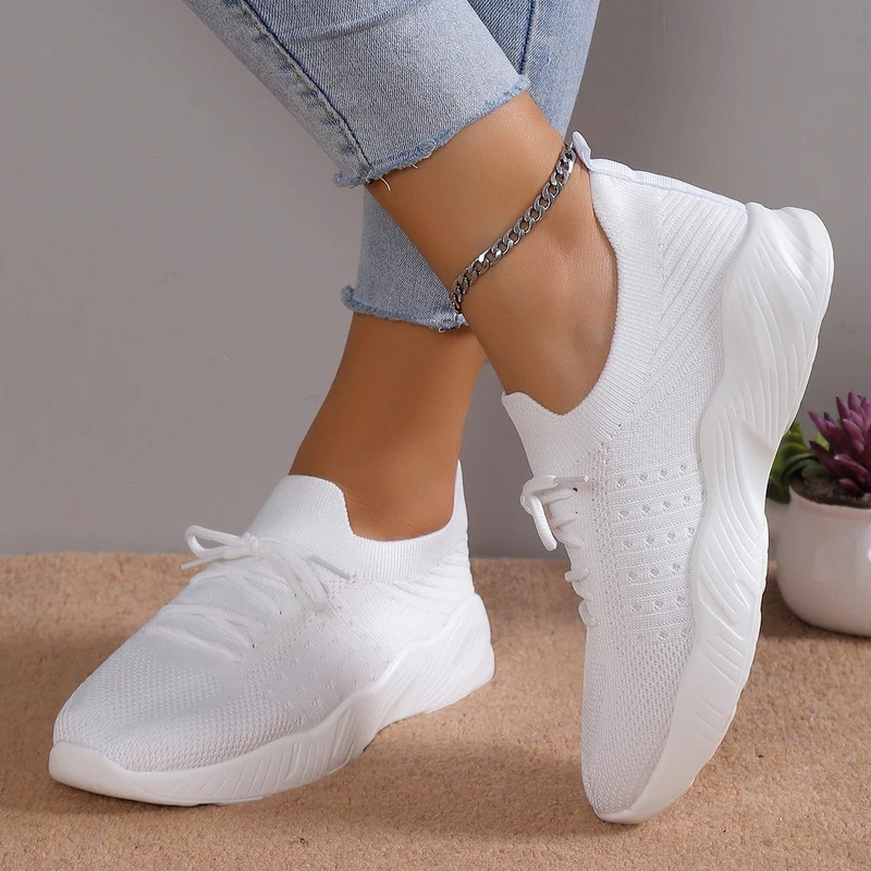 Damen nan gestrickte Slip-On Sneaker mit Memory-Fußbett und rutschfester Wellenlaufsohle Drune