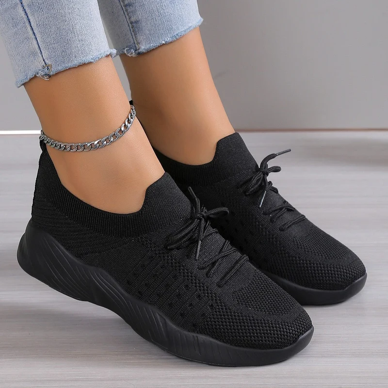 Damen nan gestrickte Slip-On Sneaker mit Memory-Fußbett und rutschfester Wellenlaufsohle Drune