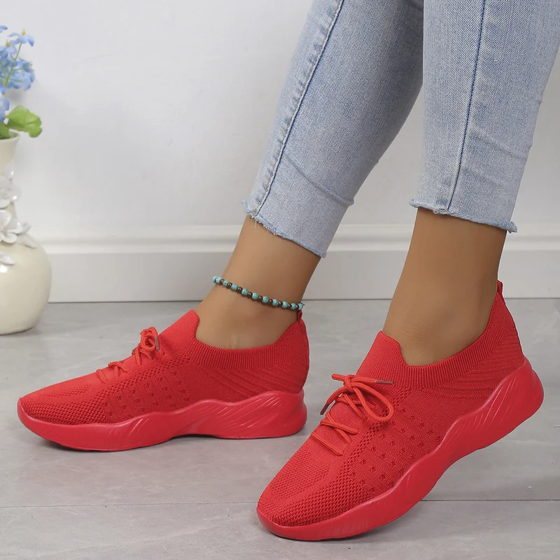 Damen nan gestrickte Slip-On Sneaker mit Memory-Fußbett und rutschfester Wellenlaufsohle Drune