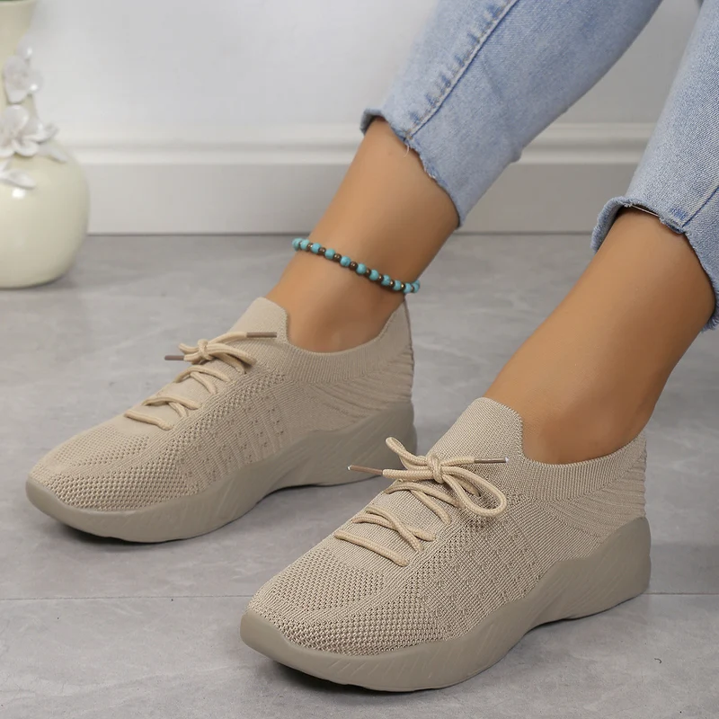 Damen nan gestrickte Slip-On Sneaker mit Memory-Fußbett und rutschfester Wellenlaufsohle Drune