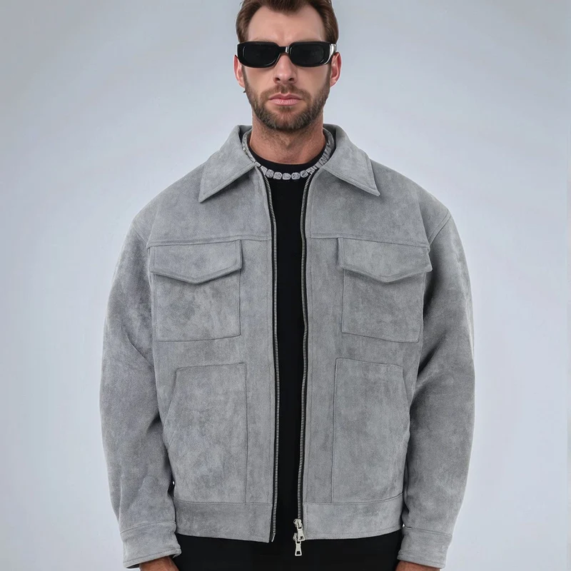 Herren lässige Suede Jacke Drune