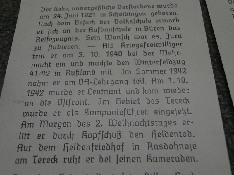 Nr. 3 sterbebilder Ostfront 1942