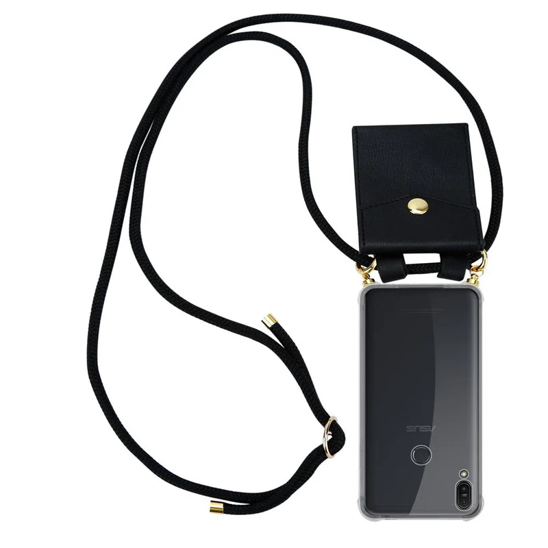 Cadorabo Handy Kette kompatibel mit Asus ZenFone MAX PRO M1 (6 Zoll) Silikon Schutzhülle mit Gold Ringen, Kordel Band und abnehmbarem Etui