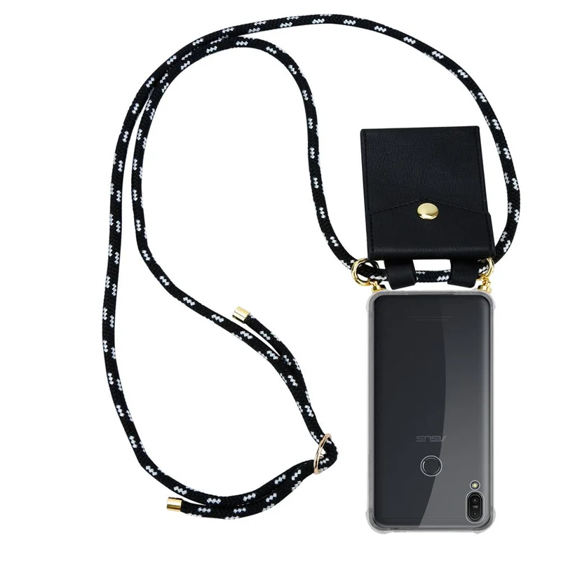 Cadorabo Handy Kette kompatibel mit Asus ZenFone MAX PRO M1 (6 Zoll) Silikon Schutzhülle mit Gold Ringen, Kordel Band und abnehmbarem Etui