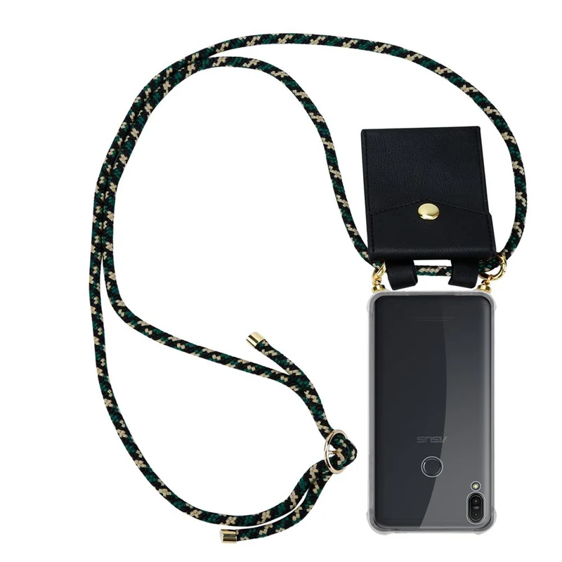 Cadorabo Handy Kette kompatibel mit Asus ZenFone MAX PRO M1 (6 Zoll) Silikon Schutzhülle mit Gold Ringen, Kordel Band und abnehmbarem Etui