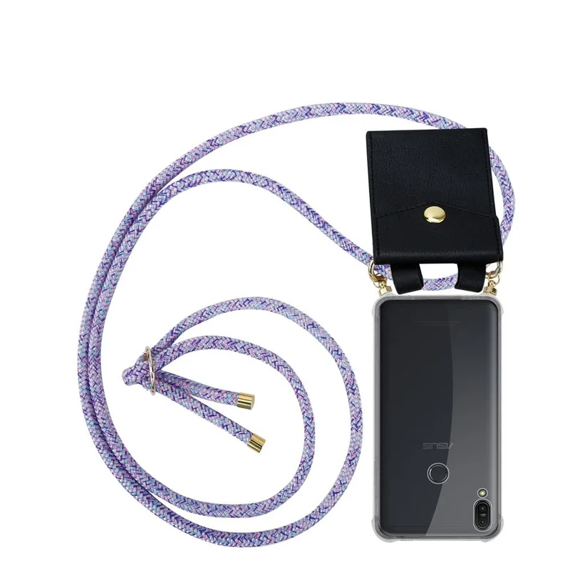 Cadorabo Handy Kette kompatibel mit Asus ZenFone MAX PRO M1 (6 Zoll) Silikon Schutzhülle mit Gold Ringen, Kordel Band und abnehmbarem Etui