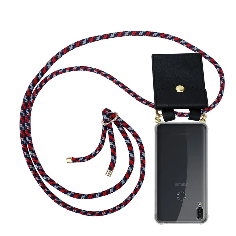 Cadorabo Handy Kette kompatibel mit Asus ZenFone MAX PRO M1 (6 Zoll) Silikon Schutzhülle mit Gold Ringen, Kordel Band und abnehmbarem Etui