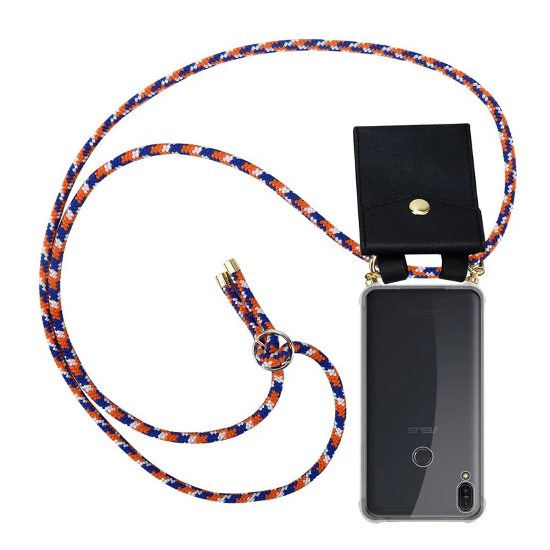 Cadorabo Handy Kette kompatibel mit Asus ZenFone MAX PRO M1 (6 Zoll) Silikon Schutzhülle mit Gold Ringen, Kordel Band und abnehmbarem Etui