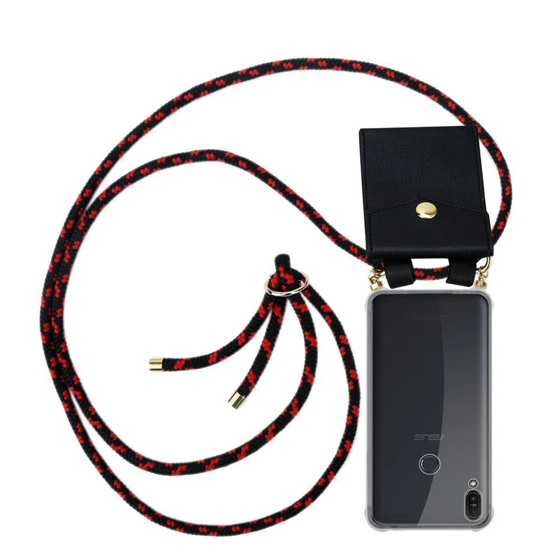 Cadorabo Handy Kette kompatibel mit Asus ZenFone MAX PRO M1 (6 Zoll) Silikon Schutzhülle mit Gold Ringen, Kordel Band und abnehmbarem Etui