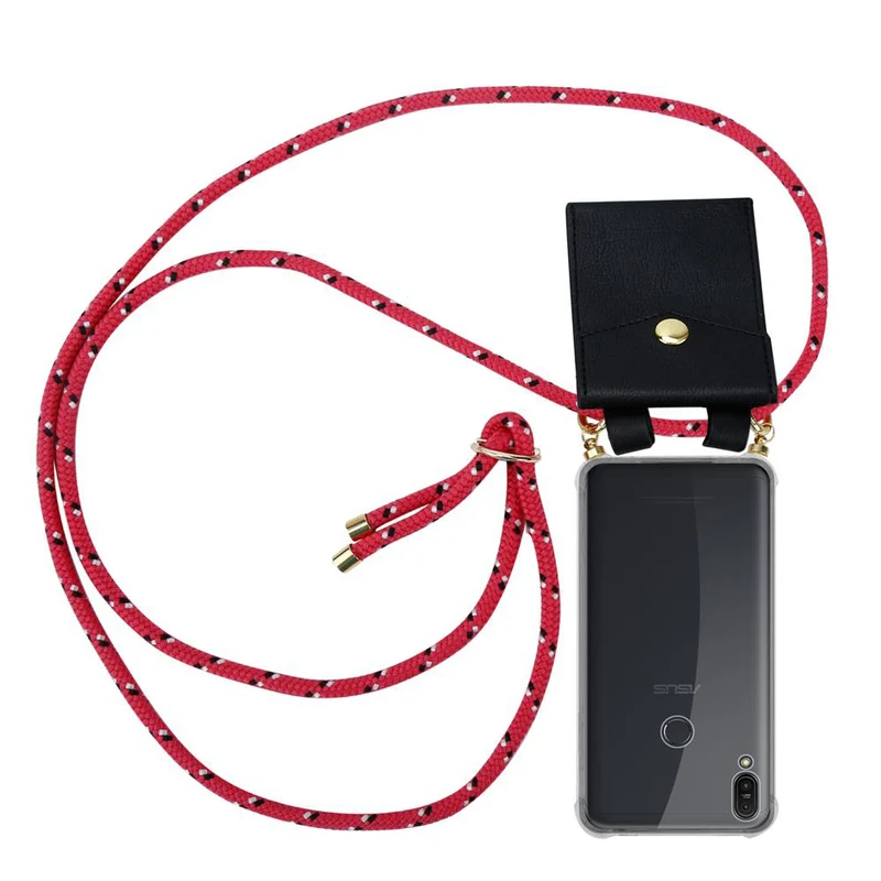 Cadorabo Handy Kette kompatibel mit Asus ZenFone MAX PRO M1 (6 Zoll) Silikon Schutzhülle mit Gold Ringen, Kordel Band und abnehmbarem Etui
