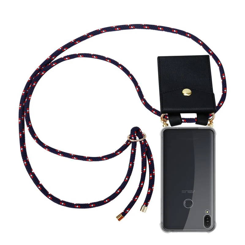 Cadorabo Handy Kette kompatibel mit Asus ZenFone MAX PRO M1 (6 Zoll) Silikon Schutzhülle mit Gold Ringen, Kordel Band und abnehmbarem Etui