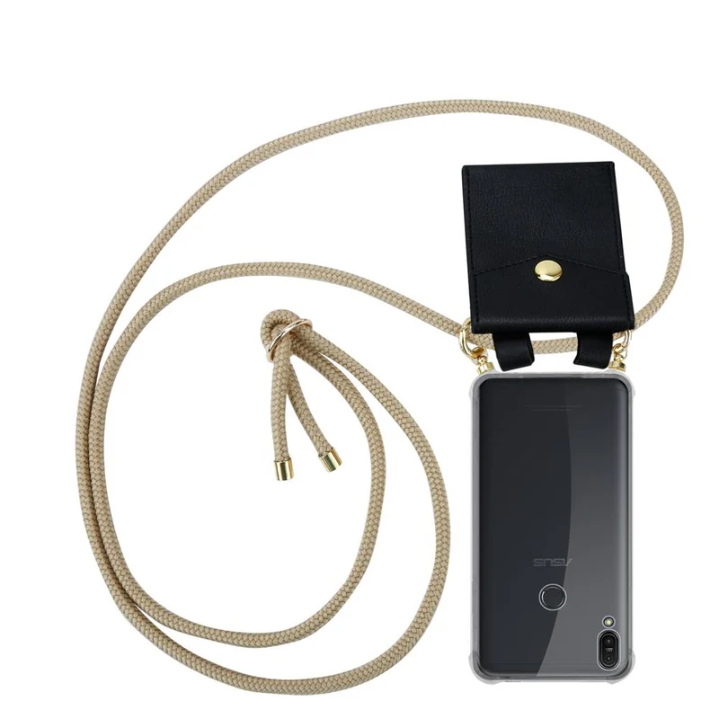 Cadorabo Handy Kette kompatibel mit Asus ZenFone MAX PRO M1 (6 Zoll) Silikon Schutzhülle mit Gold Ringen, Kordel Band und abnehmbarem Etui