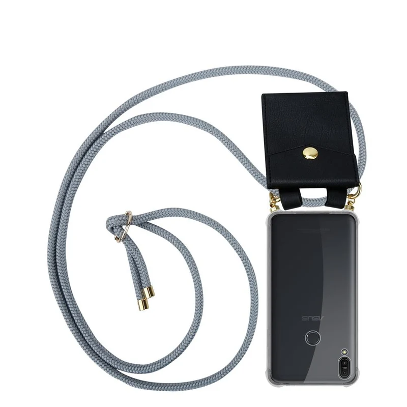 Cadorabo Handy Kette kompatibel mit Asus ZenFone MAX PRO M1 (6 Zoll) Silikon Schutzhülle mit Gold Ringen, Kordel Band und abnehmbarem Etui