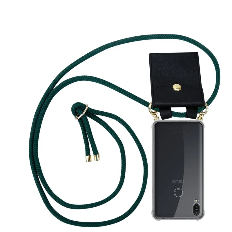 Cadorabo Handy Kette kompatibel mit Asus ZenFone MAX PRO M1 (6 Zoll) Silikon Schutzhülle mit Gold Ringen, Kordel Band und abnehmbarem Etui