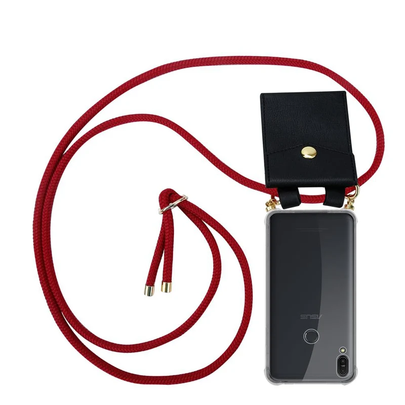Cadorabo Handy Kette kompatibel mit Asus ZenFone MAX PRO M1 (6 Zoll) Silikon Schutzhülle mit Gold Ringen, Kordel Band und abnehmbarem Etui