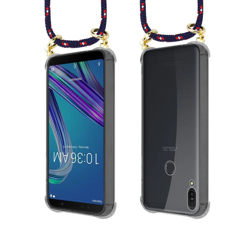 Cadorabo Handy Kette kompatibel mit Asus ZenFone MAX PRO M1 (6 Zoll) Silikon Schutzhülle mit Gold Ringen, Kordel Band und abnehmbarem Etui
