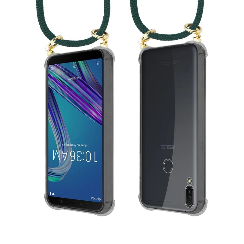 Cadorabo Handy Kette kompatibel mit Asus ZenFone MAX PRO M1 (6 Zoll) Silikon Schutzhülle mit Gold Ringen, Kordel Band und abnehmbarem Etui