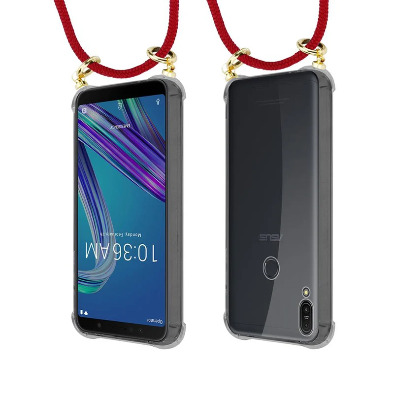 Cadorabo Handy Kette kompatibel mit Asus ZenFone MAX PRO M1 (6 Zoll) Silikon Schutzhülle mit Gold Ringen, Kordel Band und abnehmbarem Etui