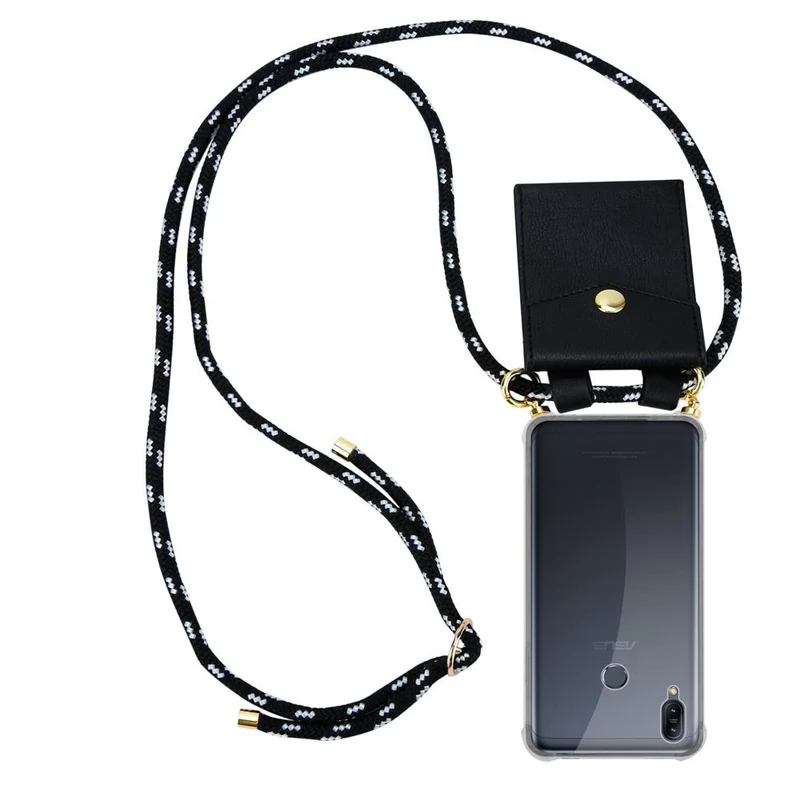 Cadorabo Handy Kette kompatibel mit Asus ZenFone MAX M2 Silikon Schutzhülle mit Gold Ringen, Kordel Band und abnehmbarem Etui