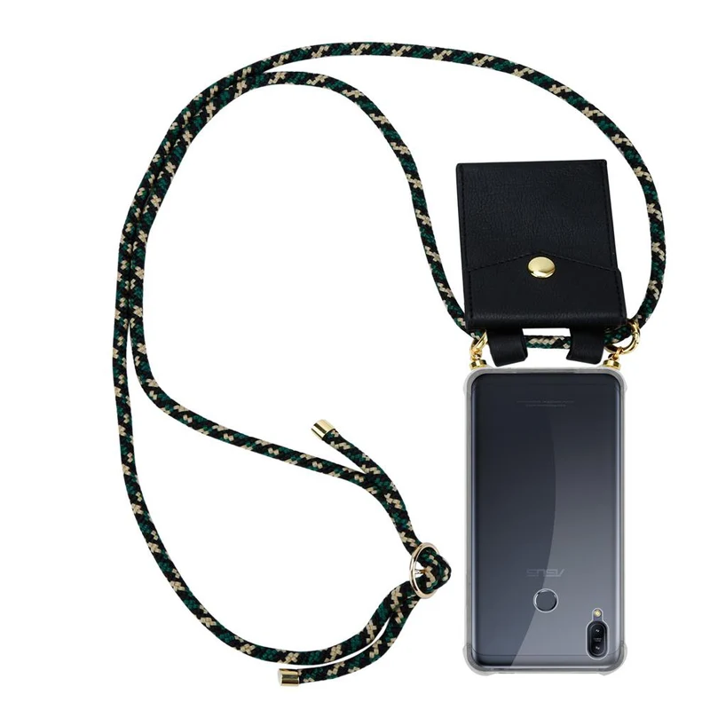 Cadorabo Handy Kette kompatibel mit Asus ZenFone MAX M2 Silikon Schutzhülle mit Gold Ringen, Kordel Band und abnehmbarem Etui