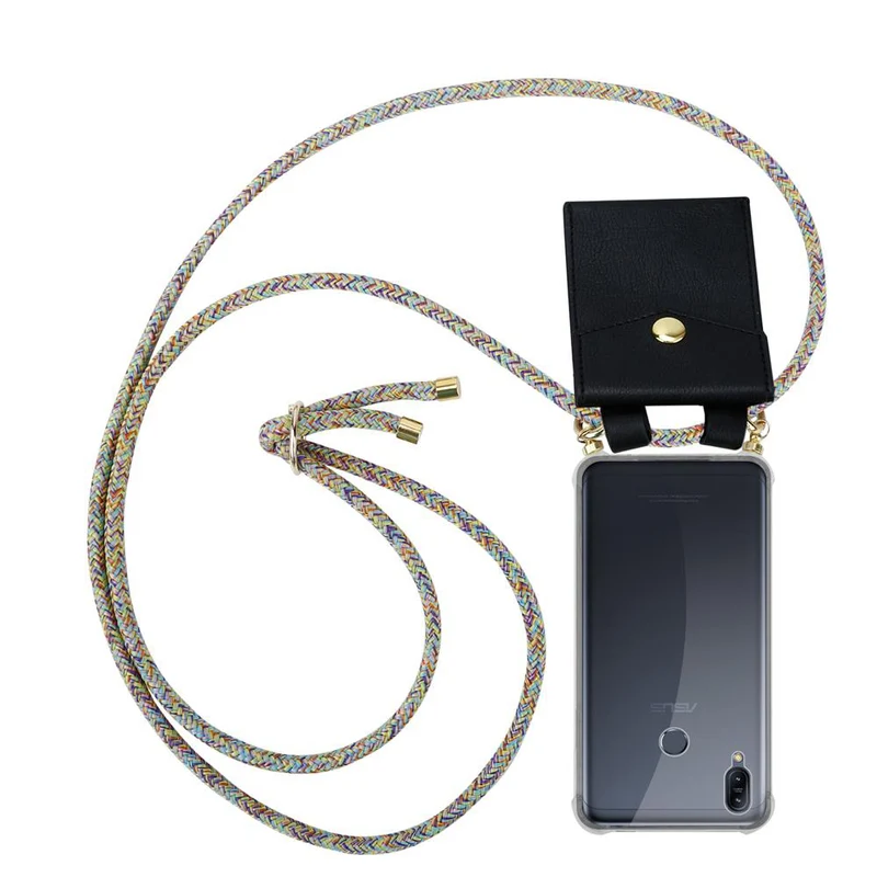 Cadorabo Handy Kette kompatibel mit Asus ZenFone MAX M2 Silikon Schutzhülle mit Gold Ringen, Kordel Band und abnehmbarem Etui