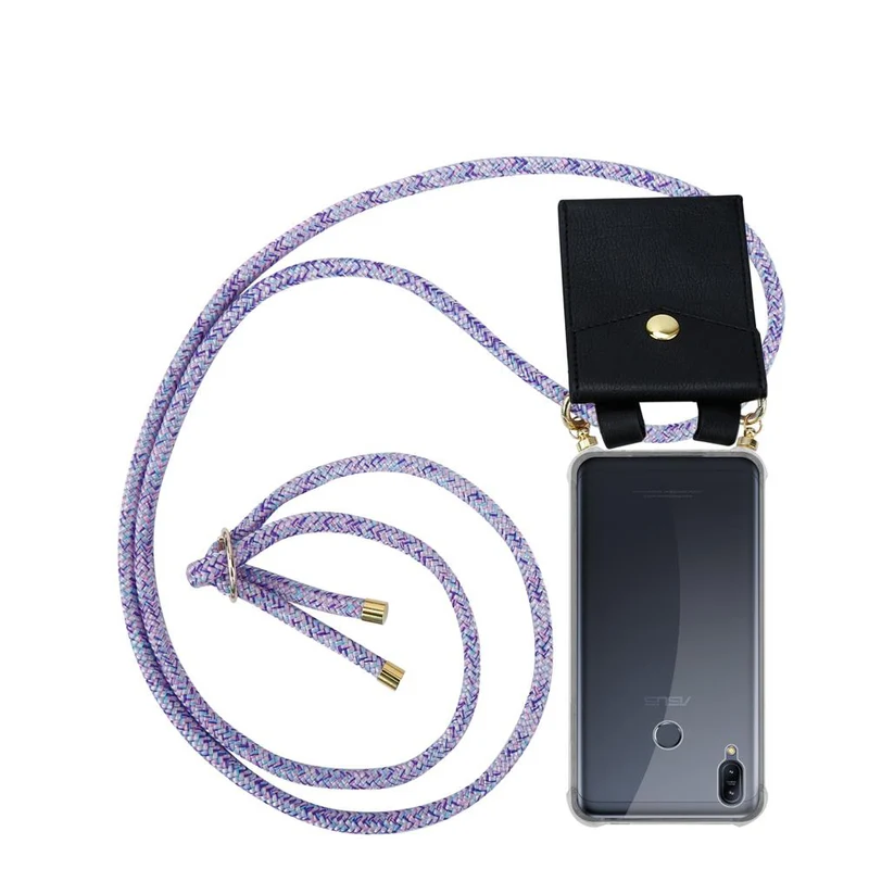 Cadorabo Handy Kette kompatibel mit Asus ZenFone MAX M2 Silikon Schutzhülle mit Gold Ringen, Kordel Band und abnehmbarem Etui