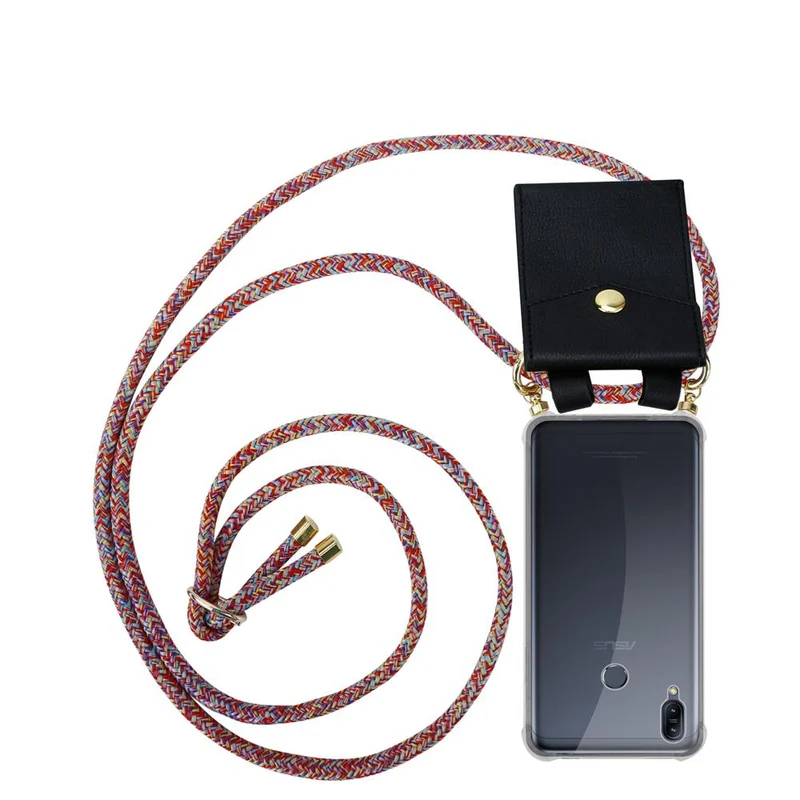Cadorabo Handy Kette kompatibel mit Asus ZenFone MAX M2 Silikon Schutzhülle mit Gold Ringen, Kordel Band und abnehmbarem Etui