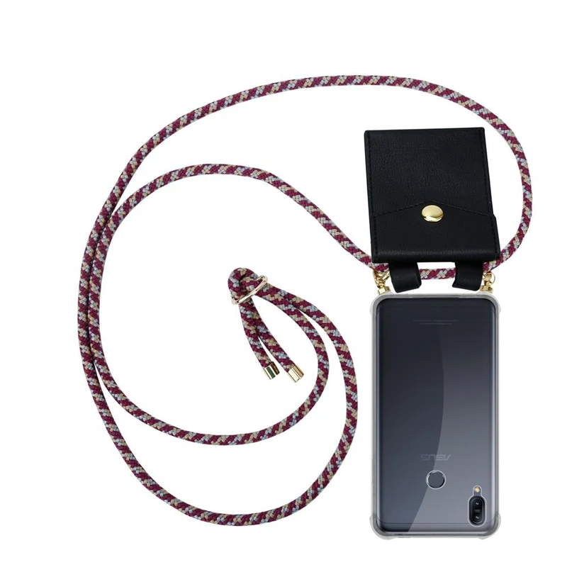 Cadorabo Handy Kette kompatibel mit Asus ZenFone MAX M2 Silikon Schutzhülle mit Gold Ringen, Kordel Band und abnehmbarem Etui