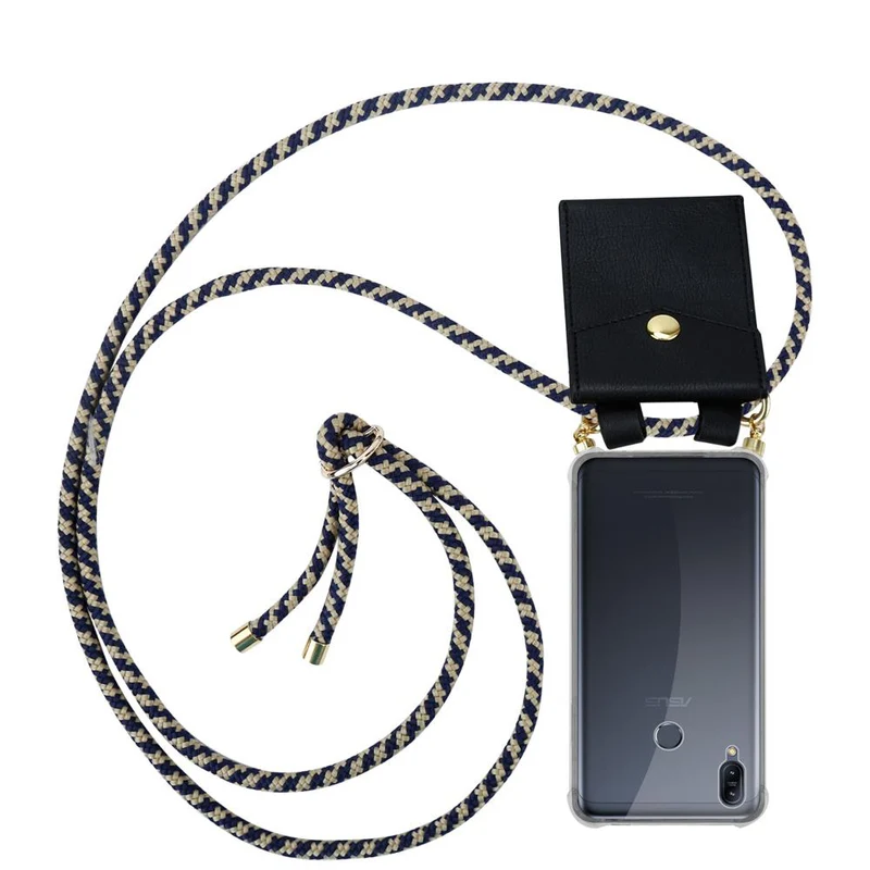 Cadorabo Handy Kette kompatibel mit Asus ZenFone MAX M2 Silikon Schutzhülle mit Gold Ringen, Kordel Band und abnehmbarem Etui