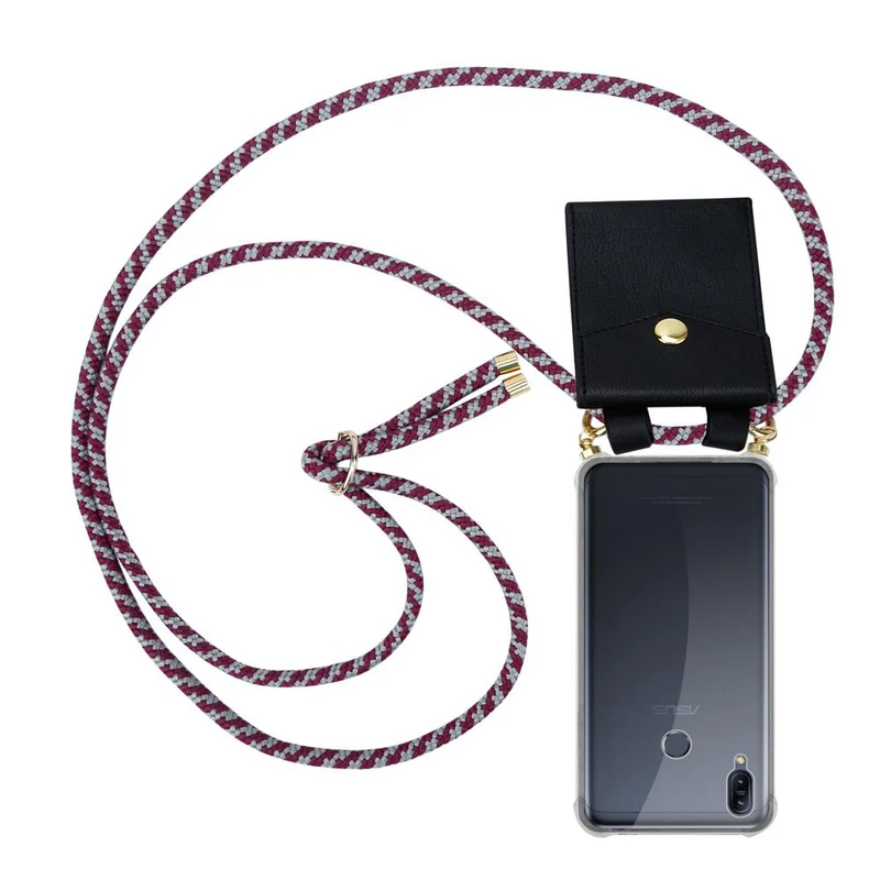 Cadorabo Handy Kette kompatibel mit Asus ZenFone MAX M2 Silikon Schutzhülle mit Gold Ringen, Kordel Band und abnehmbarem Etui