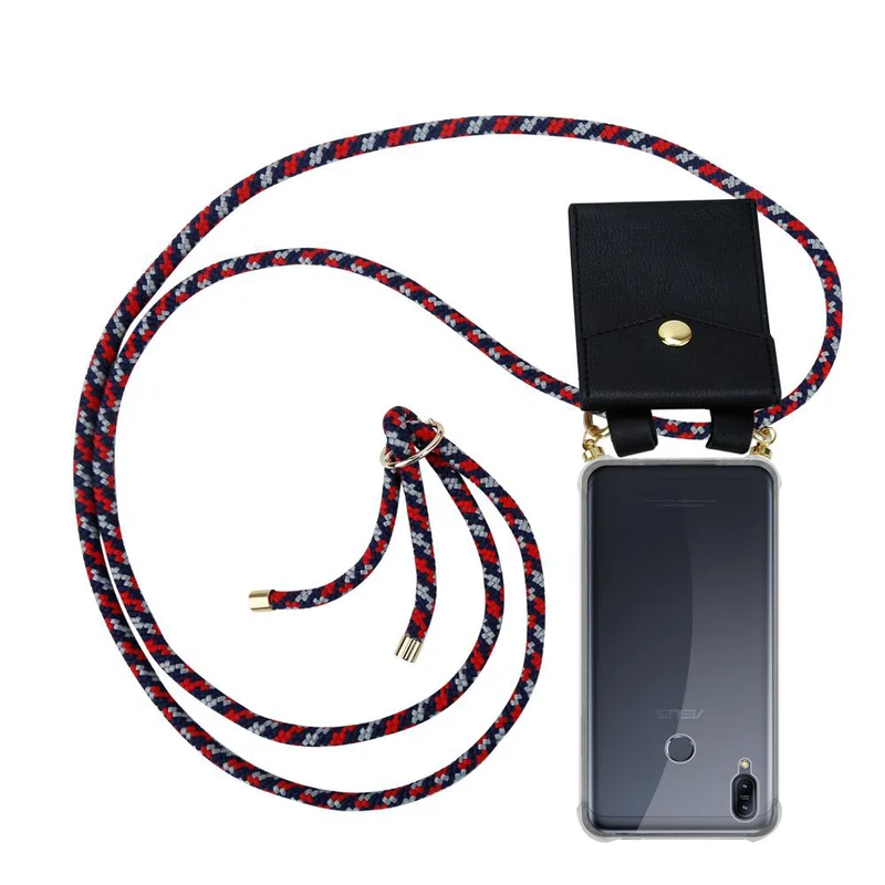 Cadorabo Handy Kette kompatibel mit Asus ZenFone MAX M2 Silikon Schutzhülle mit Gold Ringen, Kordel Band und abnehmbarem Etui