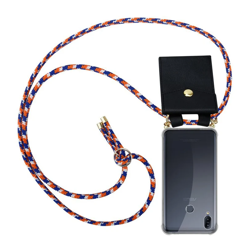 Cadorabo Handy Kette kompatibel mit Asus ZenFone MAX M2 Silikon Schutzhülle mit Gold Ringen, Kordel Band und abnehmbarem Etui